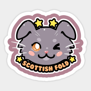 KAWAII Chibi Scottish Fold Cat Face Sticker